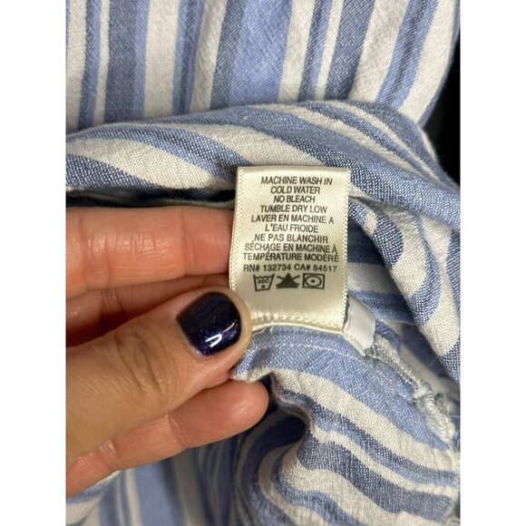 Cloth & Stone Anthropologie Women's XS Chambray Striped Button Shirt Linen Blend - Picture 13 of 13